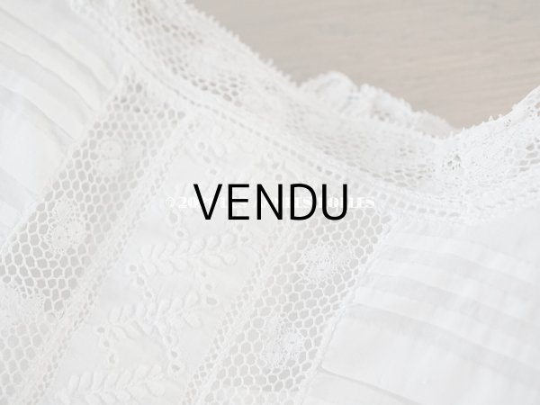 画像4: アンティーク 洗礼式のベビードレス 手刺繍＆手縫い ピンクのリボン付き  (4)