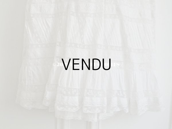 画像10: アンティーク 洗礼式のベビードレス 手刺繍＆手縫い ピンクのリボン付き  (10)