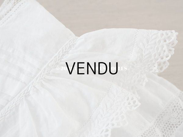 画像5: アンティーク 洗礼式のベビードレス 手刺繍＆手縫い ピンクのリボン付き  (5)