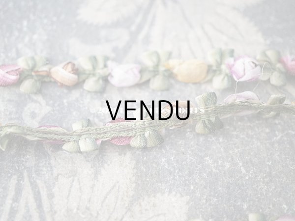 画像8: 【クリスマスセール2021対象外】アンティーク シルク製 5色の薔薇のロココトリム 70cm (8)