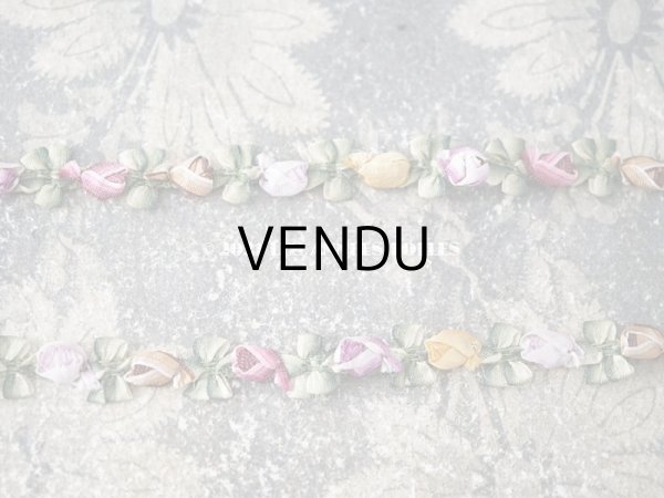 画像6: 【クリスマスセール2021対象外】アンティーク シルク製 5色の薔薇のロココトリム 70cm (6)