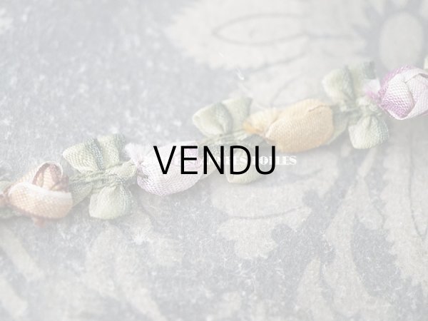 画像9: 【クリスマスセール2021対象外】アンティーク シルク製 5色の薔薇のロココトリム 70cm (9)