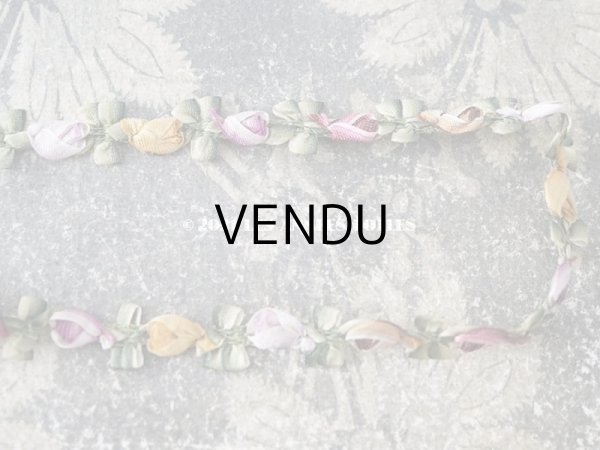 画像7: 【クリスマスセール2021対象外】アンティーク シルク製 5色の薔薇のロココトリム 70cm (7)