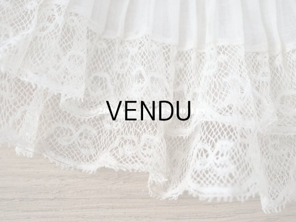 画像8: 【クリスマスセール2021対象外】1900年代 アンティーク 幅広 ドレスの裾  0.85〜0.9m 2段プリーツ入り＆手編みのヴァランシエンヌレース 21cm幅  (8)