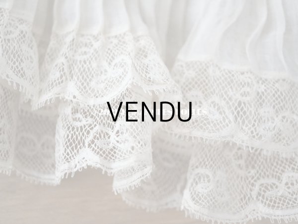 画像14: 【クリスマスセール2021対象外】1900年代 アンティーク 幅広 ドレスの裾  0.85〜0.9m 2段プリーツ入り＆手編みのヴァランシエンヌレース 21cm幅  (14)