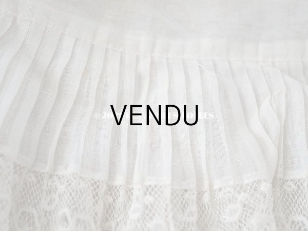 画像7: 【クリスマスセール2021対象外】1900年代 アンティーク 幅広 ドレスの裾  0.85〜0.9m 2段プリーツ入り＆手編みのヴァランシエンヌレース 21cm幅  (7)