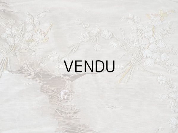 画像7: 【クリスマスセール2021対象外】アンティーク リボン刺繍のパネル 薔薇の花かご　＆　鈴蘭 (7)