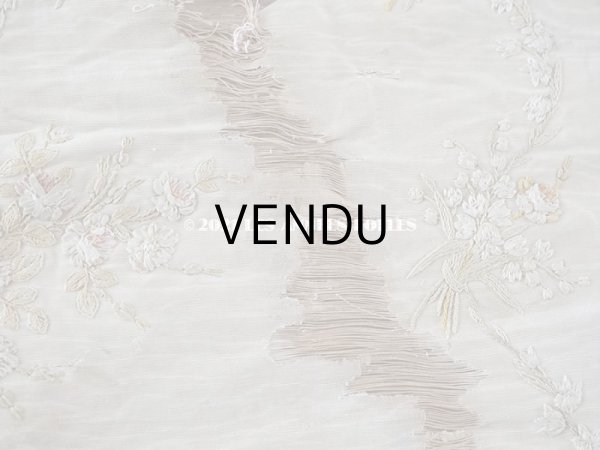 画像13: 【クリスマスセール2021対象外】アンティーク リボン刺繍のパネル 薔薇の花かご　＆　鈴蘭 (13)