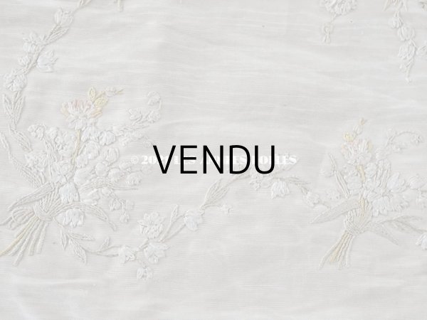 画像8: 【クリスマスセール2021対象外】アンティーク リボン刺繍のパネル 薔薇の花かご　＆　鈴蘭 (8)