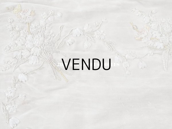 画像6: 【クリスマスセール2021対象外】アンティーク リボン刺繍のパネル 薔薇の花かご　＆　鈴蘭 (6)