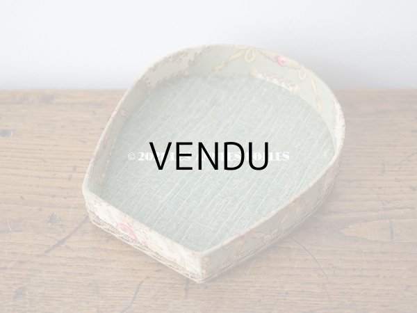 画像9: 1920年代 アンティーク 薔薇の花かご　カルトナージュボックス  オリーブグリーン (9)