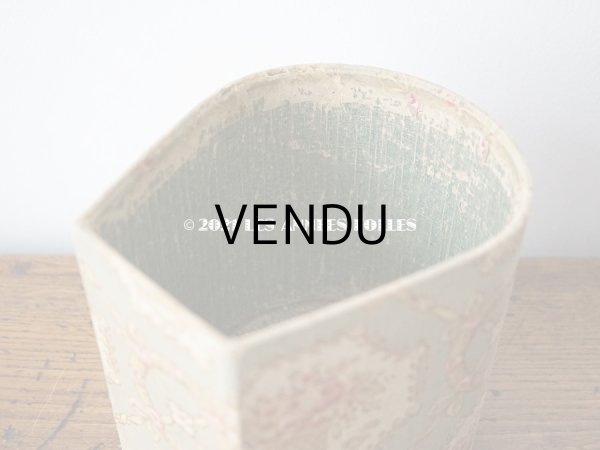 画像10: 1920年代 アンティーク 薔薇の花かご　カルトナージュボックス  オリーブグリーン (10)