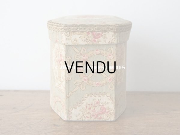 画像4: 1920年代 アンティーク 薔薇の花かご　カルトナージュボックス  オリーブグリーン (4)