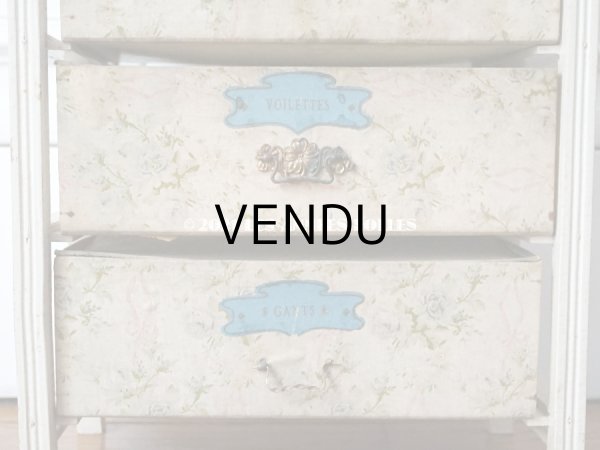 画像8: 【セール対象外】1900年代 アンティーク  カルトナージュチェスト 淡いピンクのリボン＆ブルーの薔薇のガーランド (8)