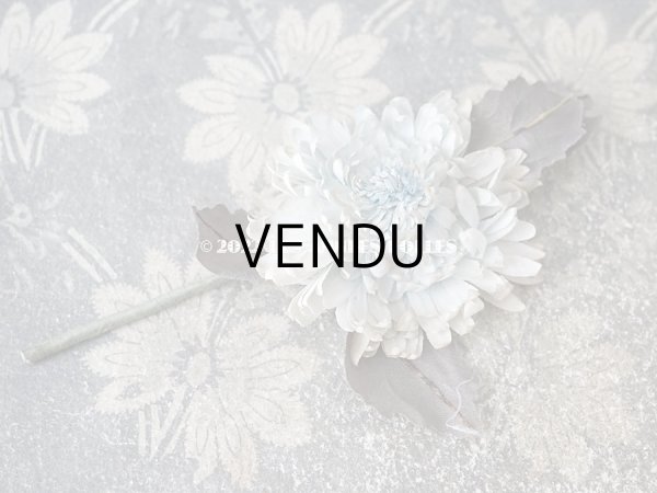画像6:  アンティーク 布花 西洋菊 クリザンテーム　コサージュ パウダーブルー (6)