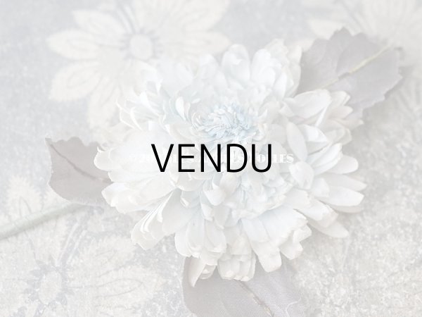 画像7:  アンティーク 布花 西洋菊 クリザンテーム　コサージュ パウダーブルー (7)