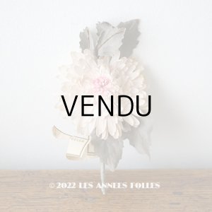 画像:  アンティーク 布花 西洋菊 クリザンテーム　コサージュ パウダーピンク