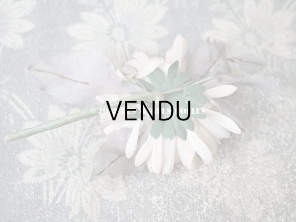 画像16:  アンティーク 布花 西洋菊 クリザンテーム　コサージュ オフホワイト (16)