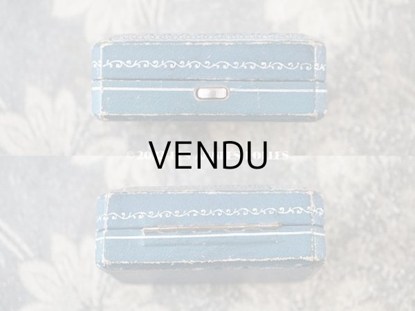 画像3: アンティーク 銀彩入り ジュエリーボックス グレイッシュブルー (3)