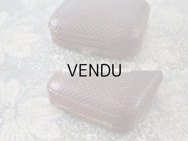 画像4: アンティーク 本革製 小さなジュエリーボックス クロス用 ブラウン (4)