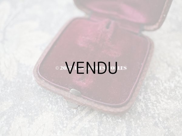 画像7: アンティーク 本革製 小さなジュエリーボックス クロス用 ブラウン (7)