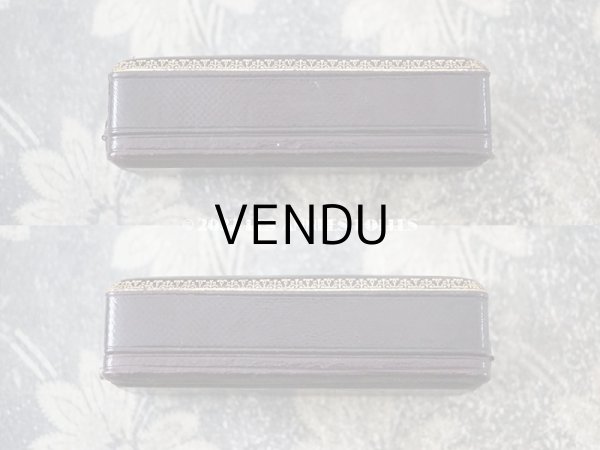 画像7: アンティーク　ピンブローチ用 本革製　ジュエリーボックス 金彩入り チョコレートブラウン (7)