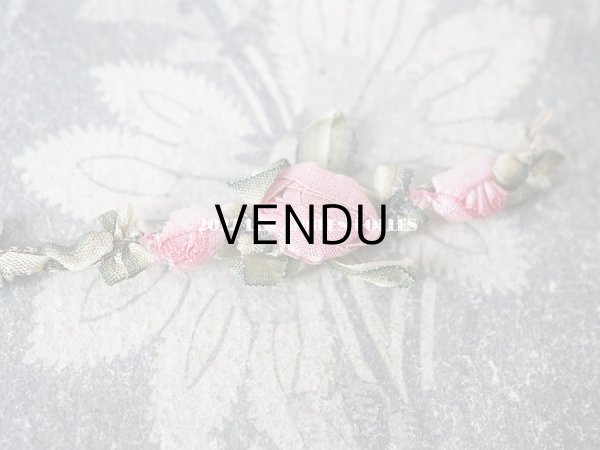 画像2: 1900年代 アンティーク ロココトリム シルク製 ピンクの薔薇 ロココリボン 7cm (2)