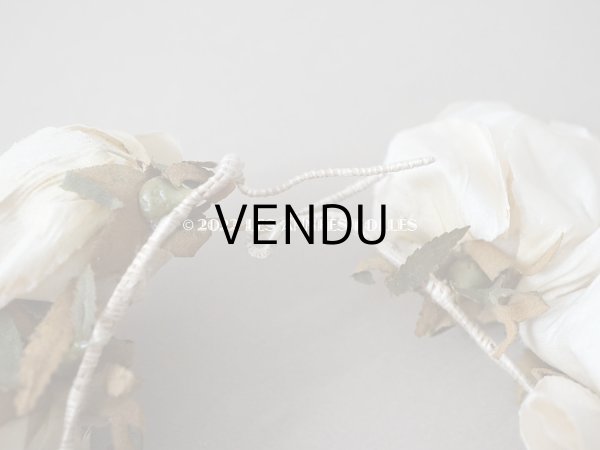 画像9: 19世紀末 アンティーク  薔薇の布花のティアラ  花冠 (9)