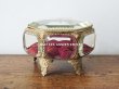 画像4: 19世紀 アンティーク 大きなジュエリーボックス 6角形　ワイン色のシルク製クッション (4)