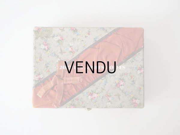 画像3: 19世紀末 アンティーク レースペーパー＆リボン付き　パフュームボックス 薔薇＆勿忘草　 (3)