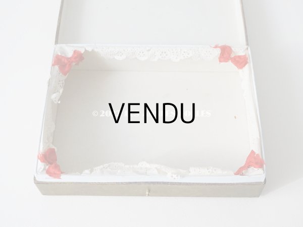 画像12: 19世紀末 アンティーク レースペーパー＆リボン付き　パフュームボックス 薔薇＆勿忘草　 (12)