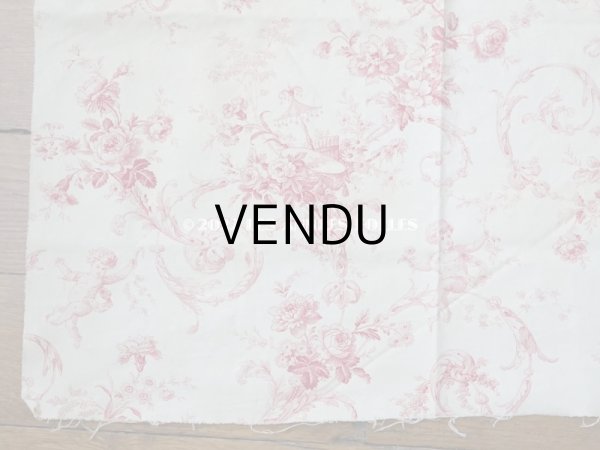 画像7: 1900年代 アンティーク 天使＆薔薇　 コットン製ファブリック  57✗63cm (7)