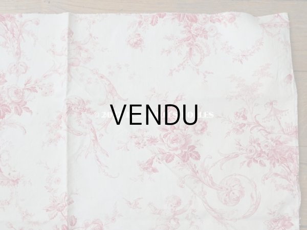 画像6: 1900年代 アンティーク 天使＆薔薇　 コットン製ファブリック  57✗63cm (6)