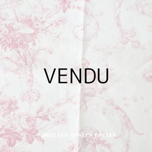 画像: 1900年代 アンティーク 天使＆薔薇　 コットン製ファブリック  57✗63cm