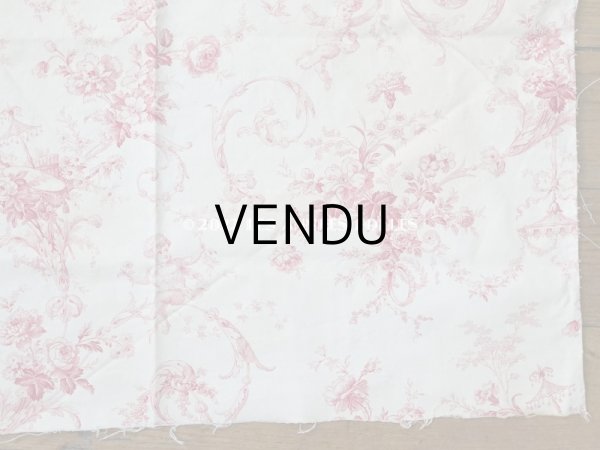 画像8: 1900年代 アンティーク 天使＆薔薇　 コットン製ファブリック  57✗63cm (8)