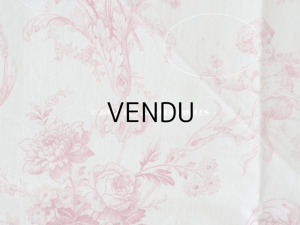 画像10: 1900年代 アンティーク 天使＆薔薇　 コットン製ファブリック  57✗63cm (10)