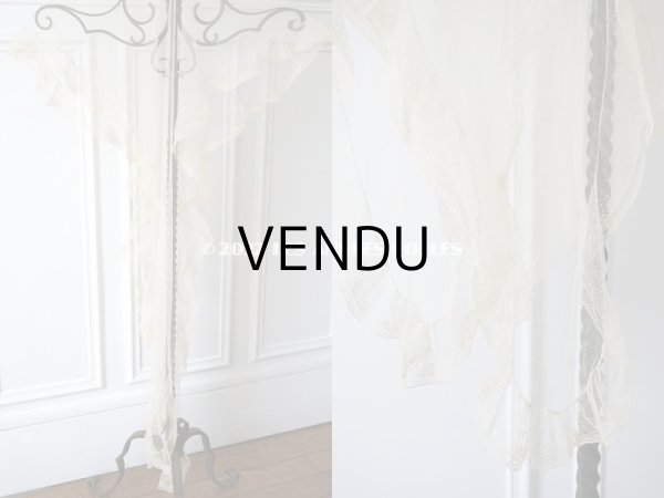 画像5: アンティーク  フリル付　チュールレースの大きなショール  約286×92cm (5)