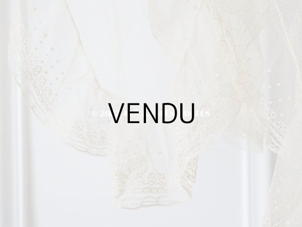 画像7: アンティーク  フリル付　チュールレースの大きなショール  約286×92cm (7)