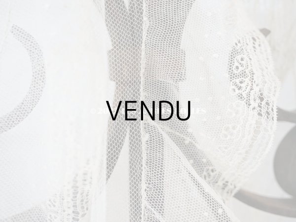 画像8: アンティーク  フリル付　チュールレースの大きなショール  約286×92cm (8)