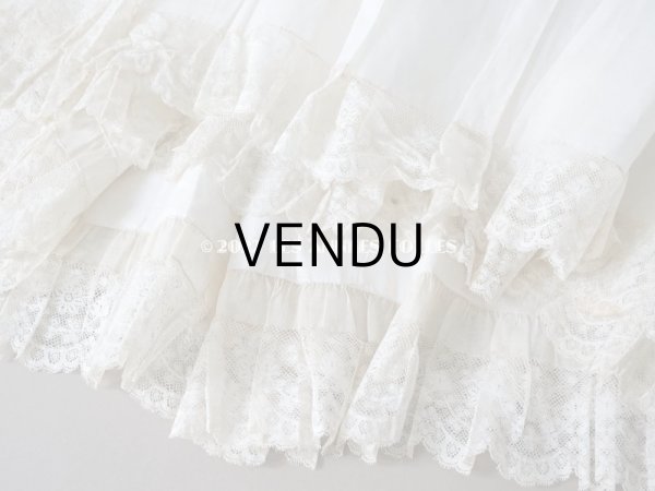 画像12: 1900年代 アンティーク  ドレスの裾  2段のフリル ギャザー入り＆ヴァランシエンヌレース  (12)