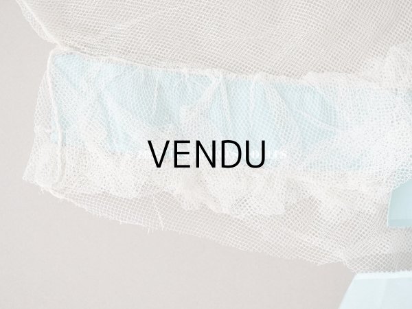画像19: 1900年代 アンティーク ドレスの胸飾り＆付け袖　3点セット 淡いブルーのシルクリボン＆手編みのレース (19)
