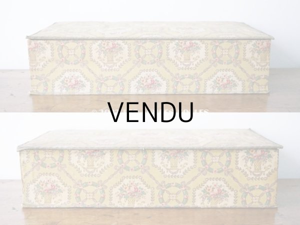 画像6: アンティーク ローズパニエ柄 大きなカルトナージュボックス 48.5×26×12.5cm (6)