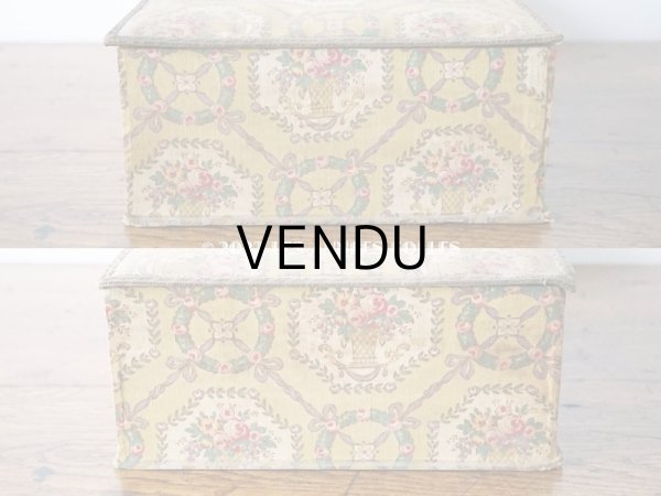 画像7: アンティーク ローズパニエ柄 大きなカルトナージュボックス 48.5×26×12.5cm (7)