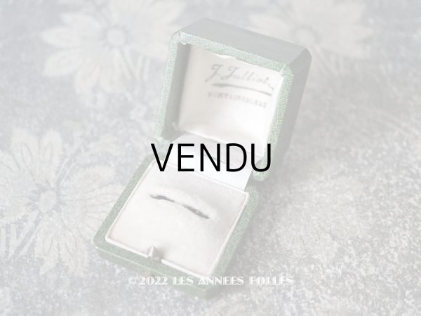 画像1: アンティーク リングボックス ジュエリーボックス 金彩入り グリーン (1)