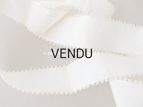 画像3: 1920年代 アンティーク シルク製 ピコット付き　グログランリボン  3.45m 幅3cm  オフホワイト  ベビー用ボネ＆初聖体　 (3)