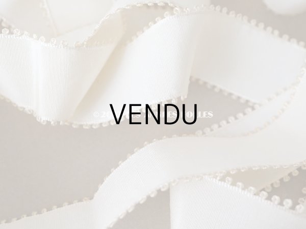 画像5: 1920年代 アンティーク シルク製 ピコット付き　グログランリボン  3.45m 幅3cm  オフホワイト  ベビー用ボネ＆初聖体　 (5)