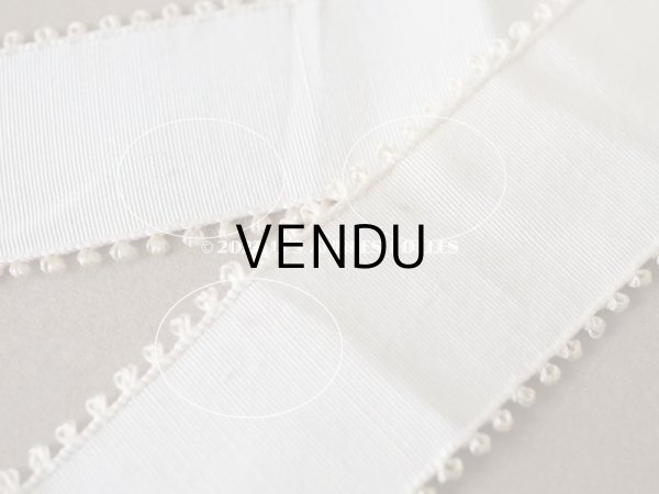 画像6: 1920年代 アンティーク シルク製 ピコット付き　グログランリボン  3.45m 幅3cm  オフホワイト  ベビー用ボネ＆初聖体　 (6)