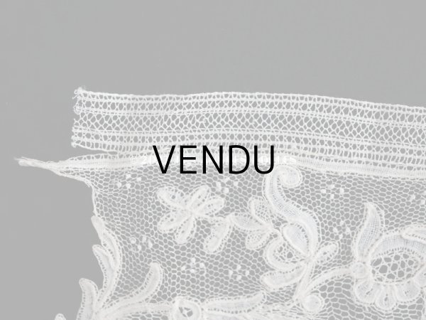 画像7: 19世紀　アンティーク レース　ポワン・ダングルテールのボーダー　花模様 45cm  幅12cm (7)