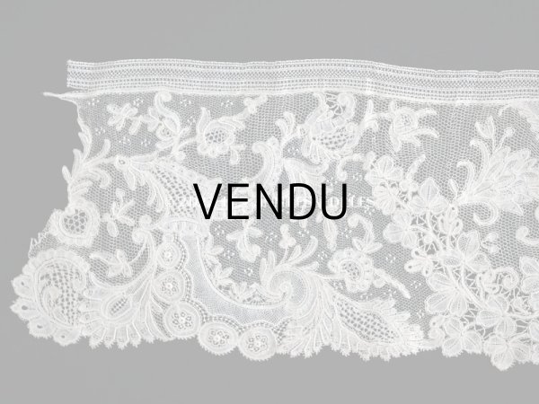 画像4: 19世紀　アンティーク レース　ポワン・ダングルテールのボーダー　花模様 45cm  幅12cm (4)