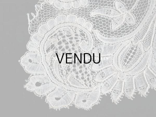 画像9: 19世紀　アンティーク レース　ポワン・ダングルテールのボーダー　花模様 45cm  幅12cm (9)